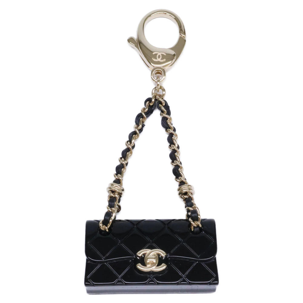 CHANEL B23C ABA121 GP Leather Resin Coco Mark Matelassé Chain Bag Motif Charm...